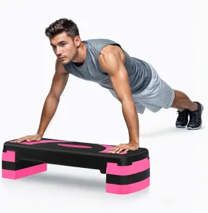 31 Inch Adjustable Workout Aerobic Step, Exercise Platform Trainer w 4 Adjustable Risers for Home Gym Fitness Workout,Lightweight