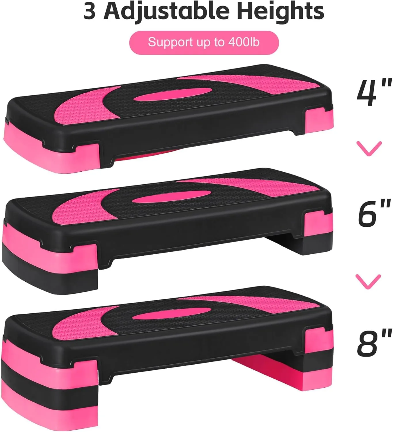 31 Inch Adjustable Workout Aerobic Step, Exercise Platform Trainer w 4 Adjustable Risers for Home Gym Fitness Workout,Lightweight