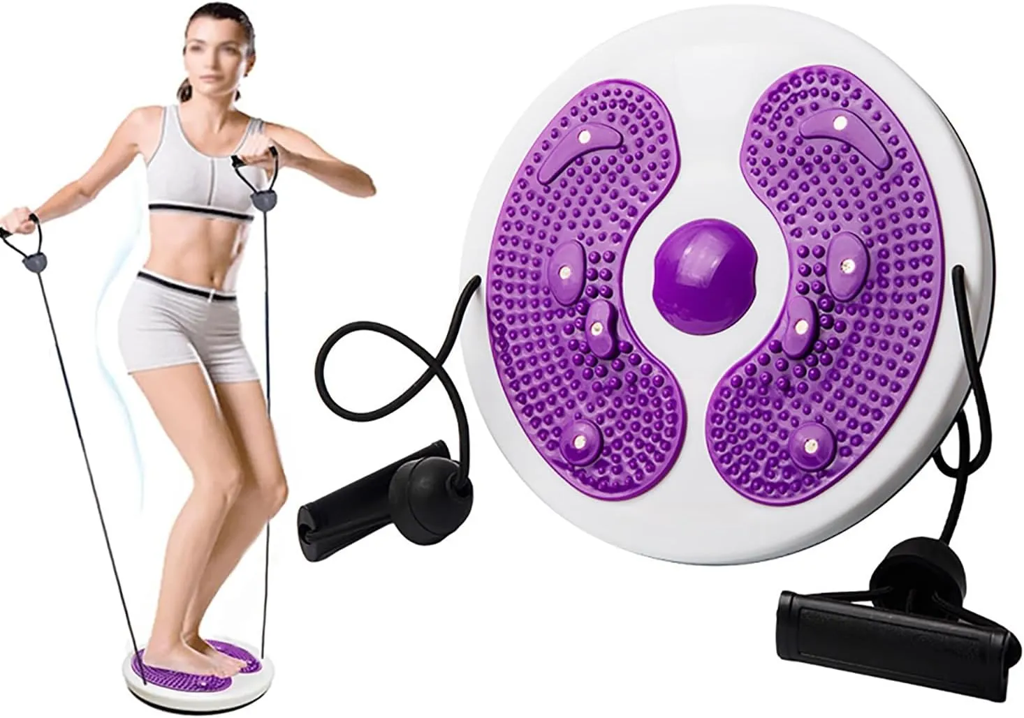Ab Twist Waist Disc Board,Adjustable Waist Trainer Twisting Disc with Handles,Waist Slimming Balance Rotating Disc with Massage Foot Sole for Slimming Waist Arms Hips and Thighs