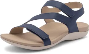 ABEO Women's Oasis Sandals | Orthopedic Arch Support | Plantar Fasciitis Relief | Comfortable Wedge Sandals - Blue