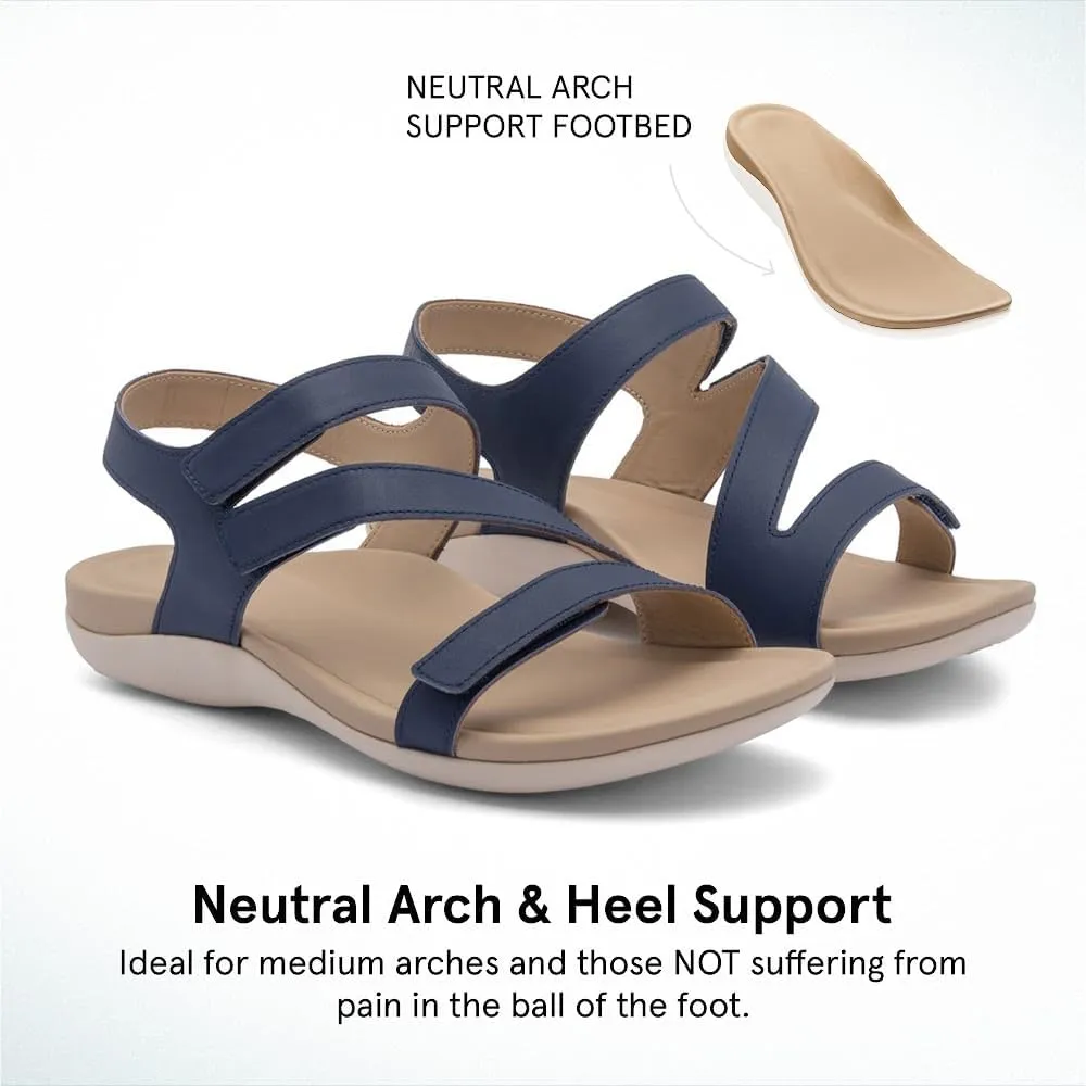 ABEO Women's Oasis Sandals | Orthopedic Arch Support | Plantar Fasciitis Relief | Comfortable Wedge Sandals - Blue