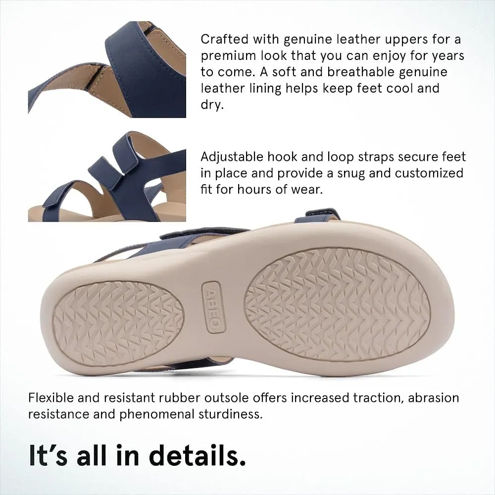 ABEO Women's Oasis Sandals | Orthopedic Arch Support | Plantar Fasciitis Relief | Comfortable Wedge Sandals - Blue