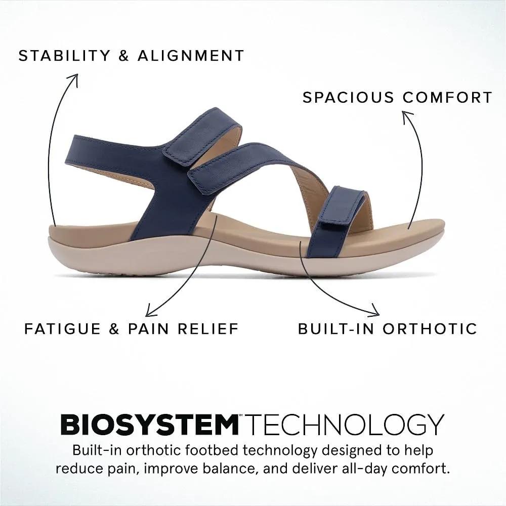 ABEO Women's Oasis Sandals | Orthopedic Arch Support | Plantar Fasciitis Relief | Comfortable Wedge Sandals - Blue