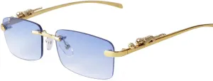 ADE WU Vintage Rimless Sunglasses Retro Luxury Gold Metal Frameless Rectangle Colored Lens Sun Glasses
