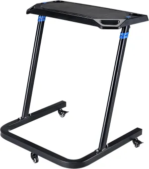 Adjustable Bike Desk - Rolling Laptop Cart for Stationary Bike or Trainer - Exercise While Working or Watching TV - Standing Desk