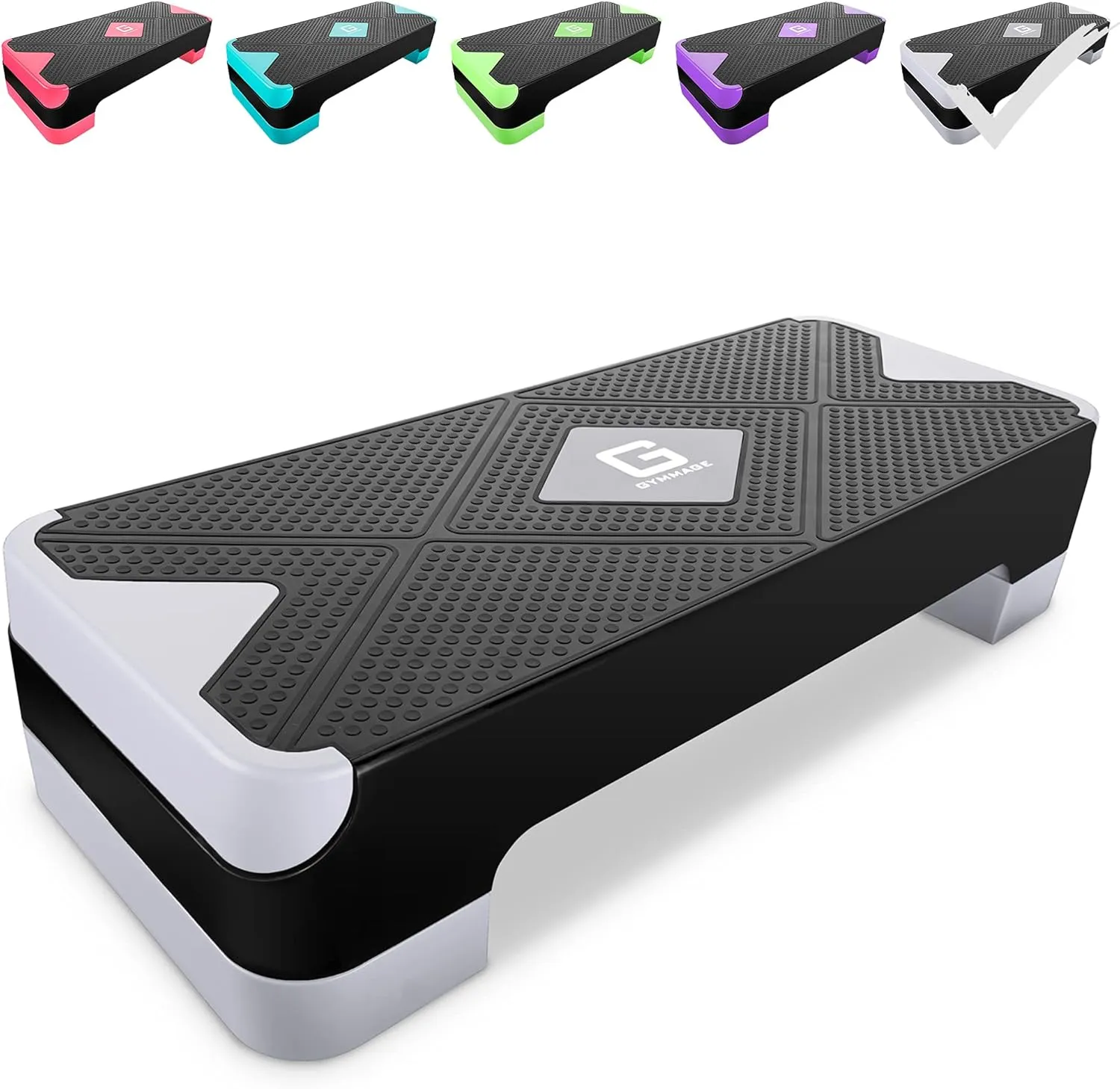 Adjustable Workout Aerobic Stepper, Aerobic Exercise Step Platform with 2 Risers, Exercise Step Deck for Fitness, 26.5" Trainer Stepper with Non-Slip Surface Home Gym & Extra Risers Options
