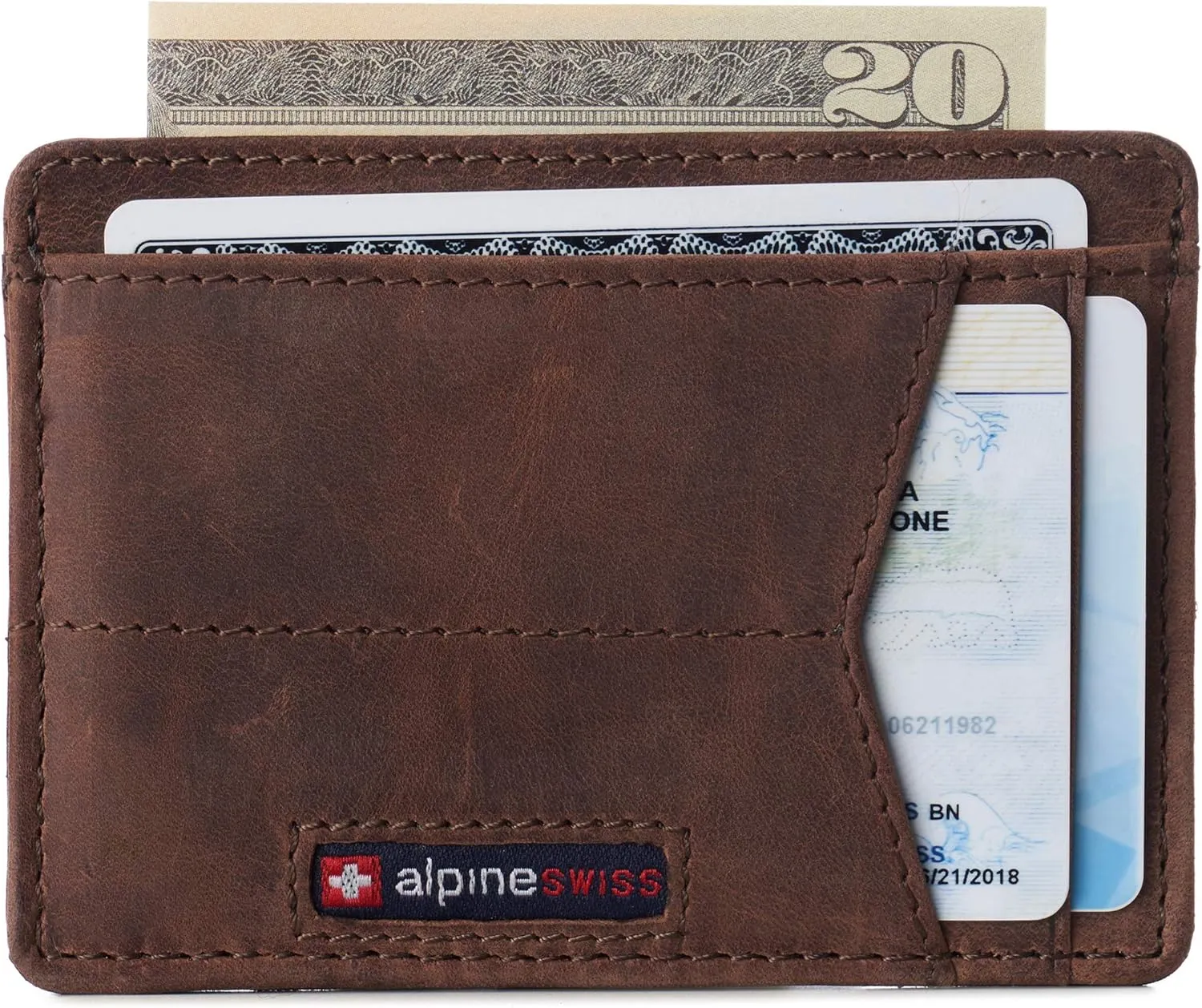 Alpine Swiss RFID Minimalist Oliver Front Pocket Wallet For Men Leather Comes in a Gift Box