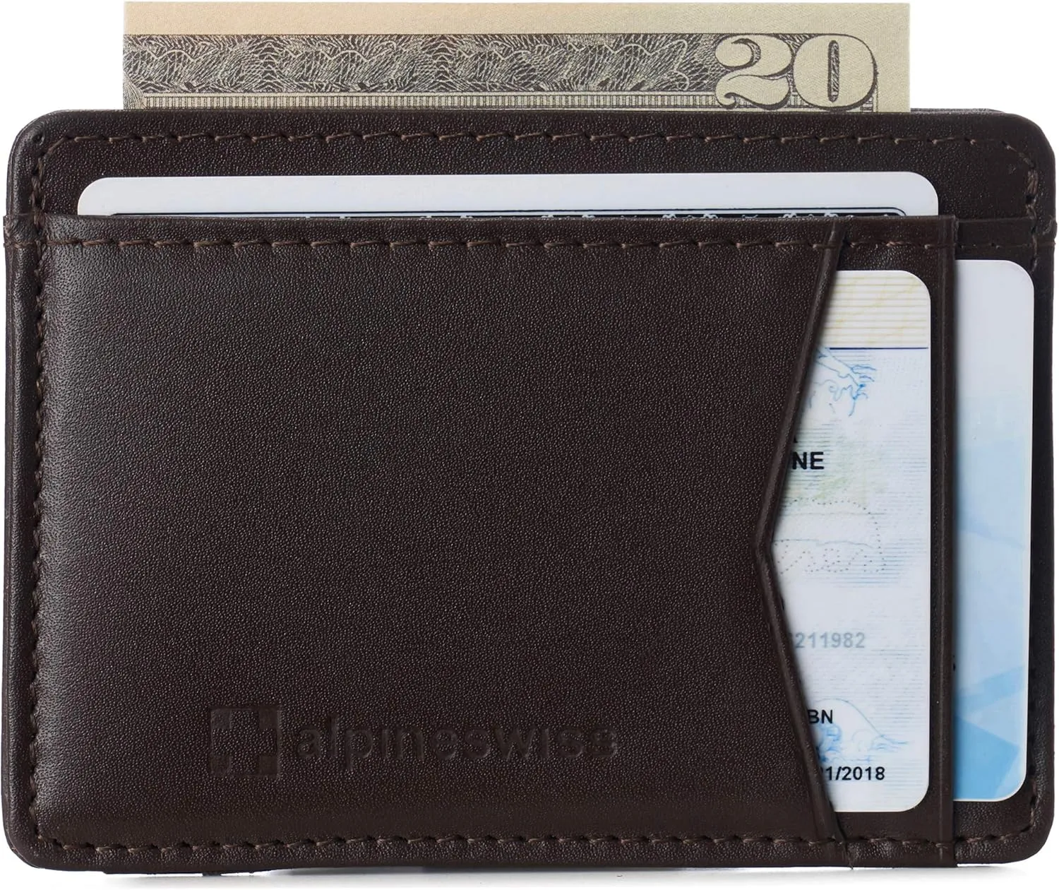 Alpine Swiss RFID Minimalist Oliver Front Pocket Wallet For Men Leather Comes in a Gift Box
