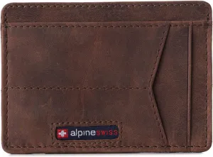 Alpine Swiss RFID Minimalist Oliver Front Pocket Wallet For Men Leather Comes in a Gift Box