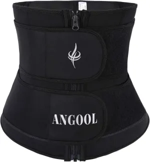 ANGOOL Neopren Waist Trainer for Women,Workout Plus Size Trimmer Belt Sauna Sweat Corset Cincher with Zipper