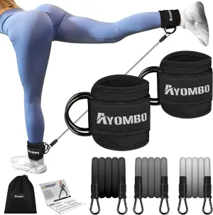 Ankle Resistance Bands with Cuffs, Home Gym Workout Equipment, Lifting Glute Butt Exercise Equipment for Women, Ankle Weights Fitness Band Set, Leg Booty Equipment for Training Perfect Body Shape