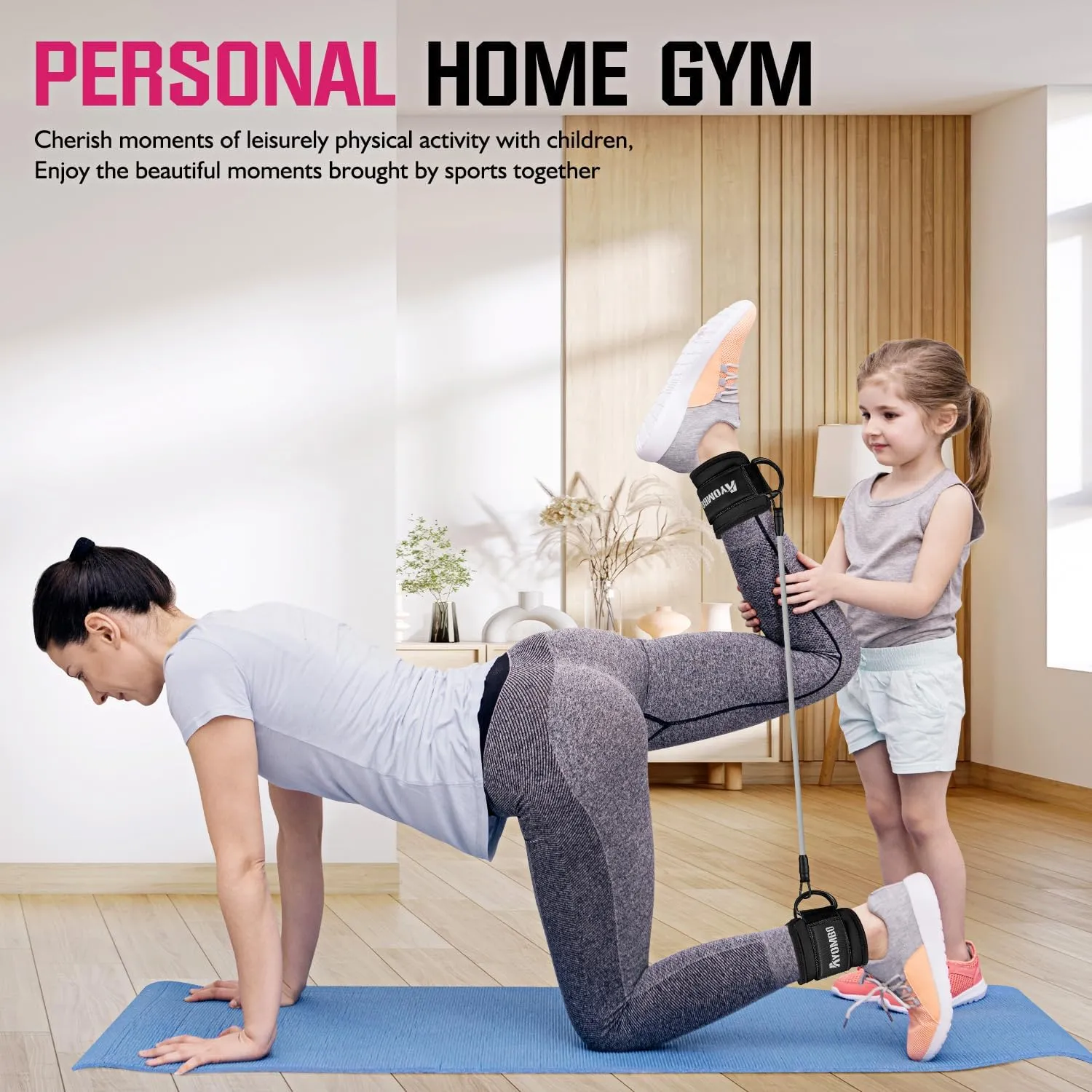 Ankle Resistance Bands with Cuffs, Home Gym Workout Equipment, Lifting Glute Butt Exercise Equipment for Women, Ankle Weights Fitness Band Set, Leg Booty Equipment for Training Perfect Body Shape