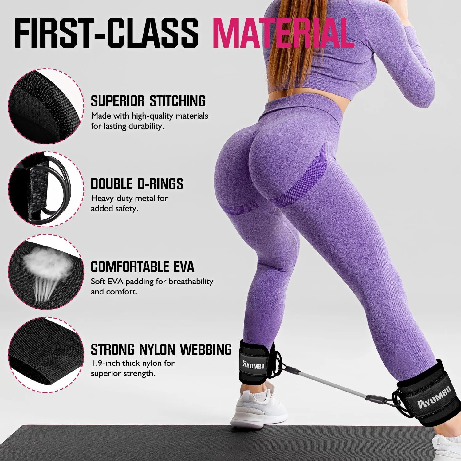 Ankle Resistance Bands with Cuffs, Home Gym Workout Equipment, Lifting Glute Butt Exercise Equipment for Women, Ankle Weights Fitness Band Set, Leg Booty Equipment for Training Perfect Body Shape