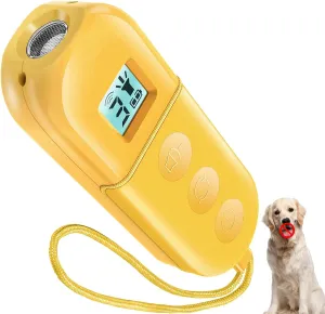 Anti Barking Device,3 in 1 Rechargeable Dog Barking Control Devices,Ultrasonic, LCD Screen Display Dog Bark Deterrent Safe for Human & Dogs up to 16.4 Ft Range Indoor & Outdoor (Yellow)