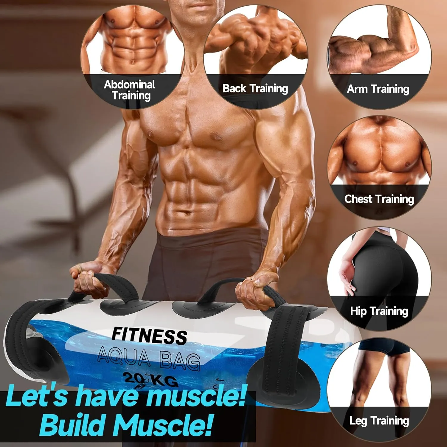 Aqua Bag Workout, Adjustable Training Bag and Power Bag with Water, Core and Balance Trainer, Portable Stability Fitness &Full Body Exercise Equipment for Weight