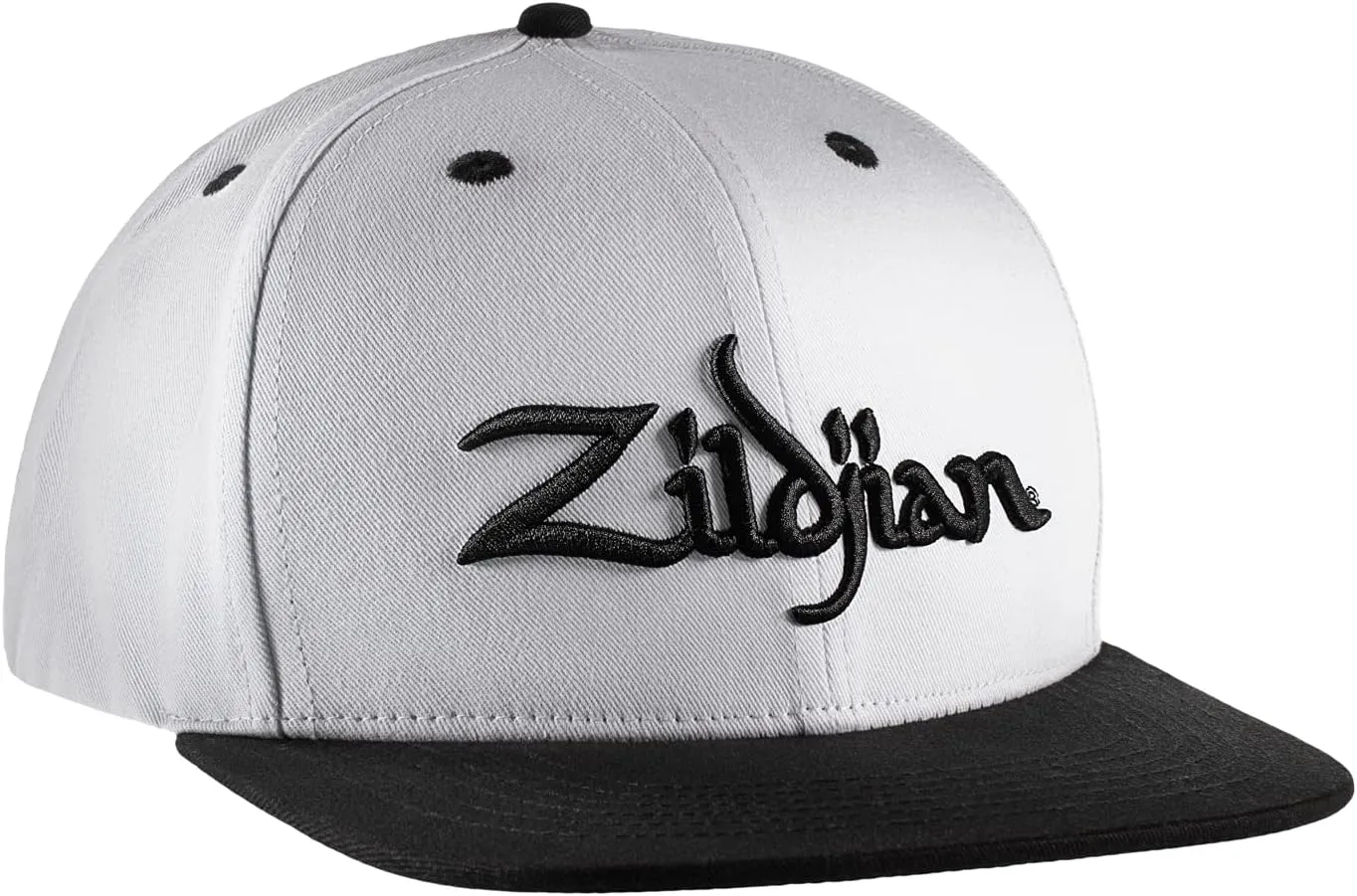 Avedis Zildjian Company Zildjian White 6 Panel Snapback Hat, One-Size Fits Most Adults