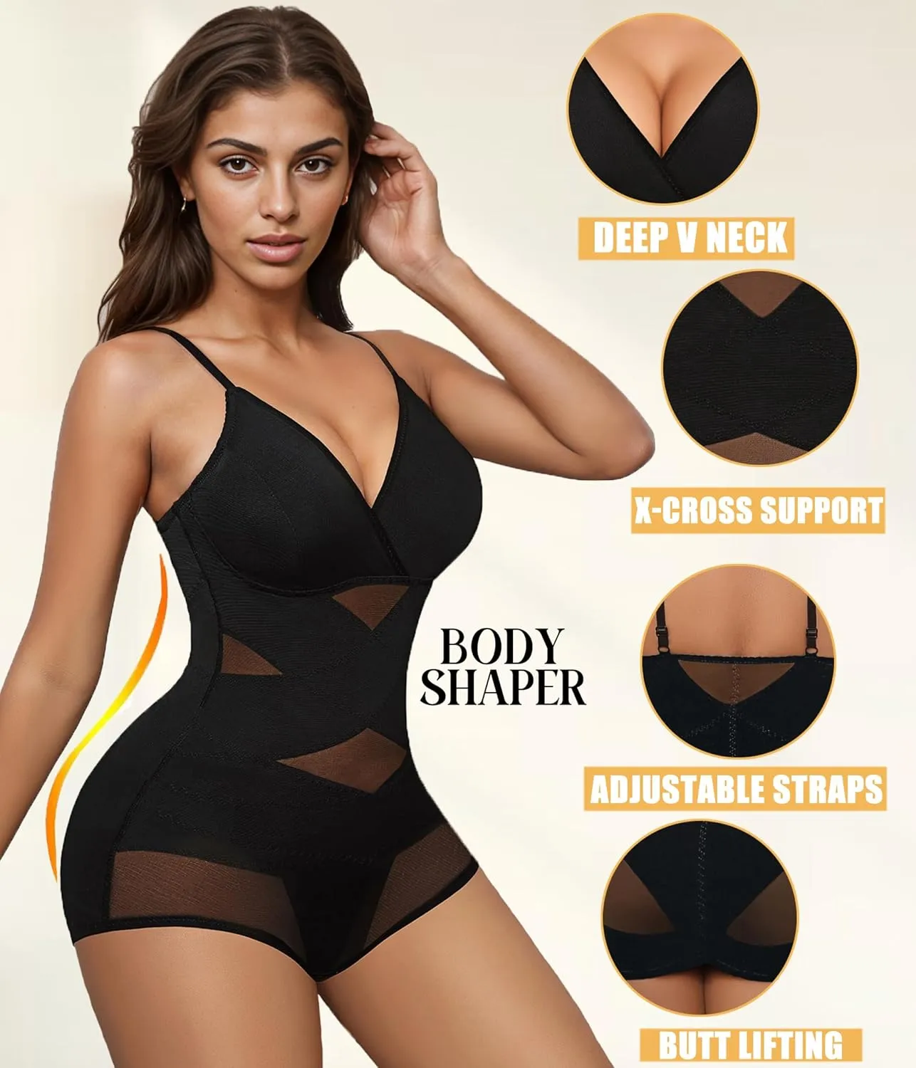 Avidlove Shapewear Bodysuit for Women Body Shaper Tummy Control Shapewear Plus Size Body Suits with Snap Crotch