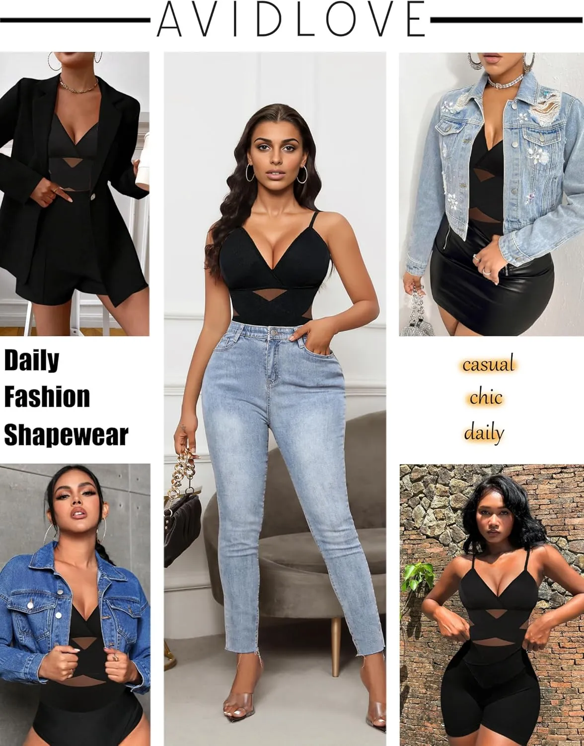 Avidlove Shapewear Bodysuit for Women Body Shaper Tummy Control Shapewear Plus Size Body Suits with Snap Crotch