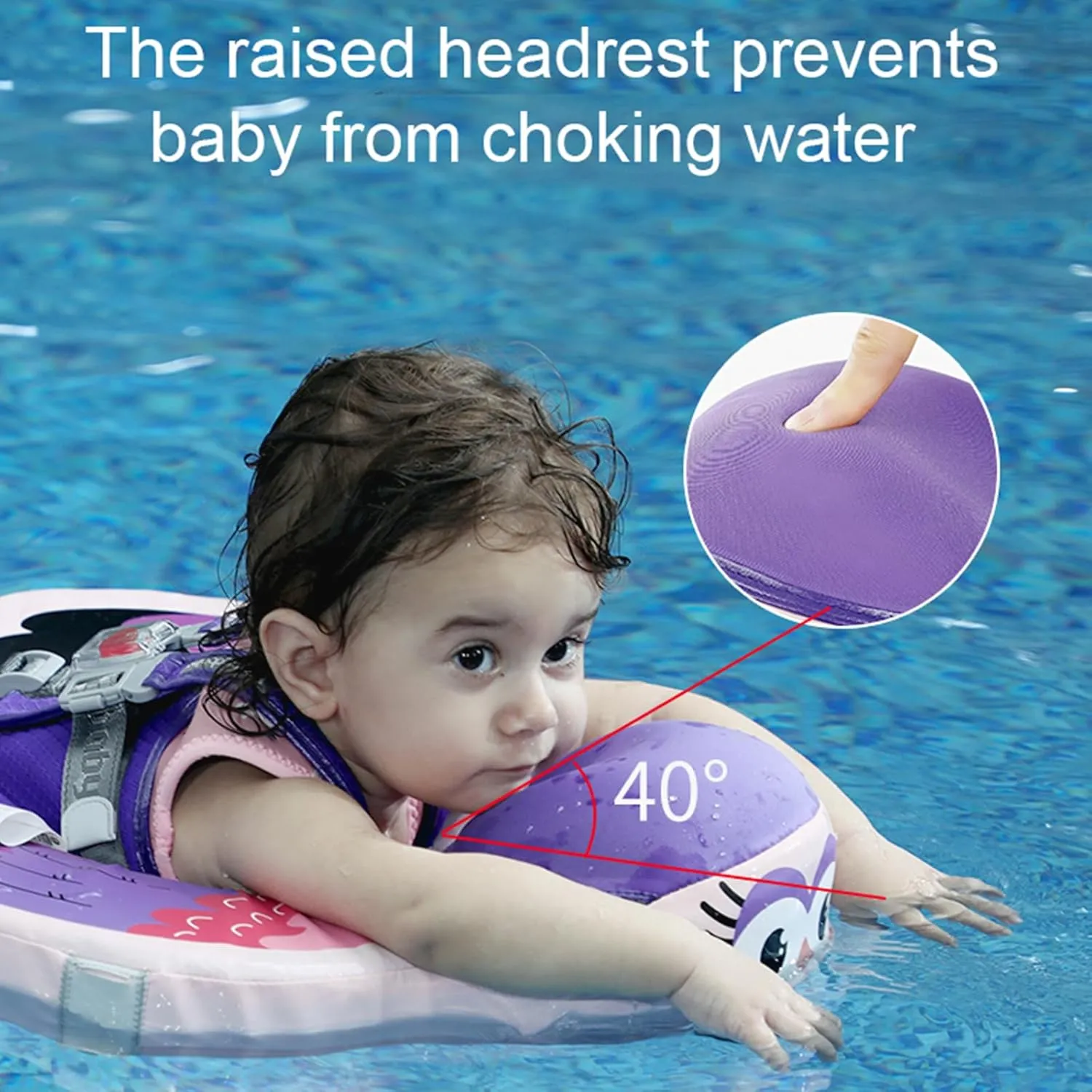 Baby Pool Float with UPF50  3D Adjustable Canopy, Add Tail Mambobaby Float Non Inflatable Infant Floats for Pool, Cartoon Narwhal Baby Floats (BPurple with Canopy-W05BPCTLUROHML01W05)