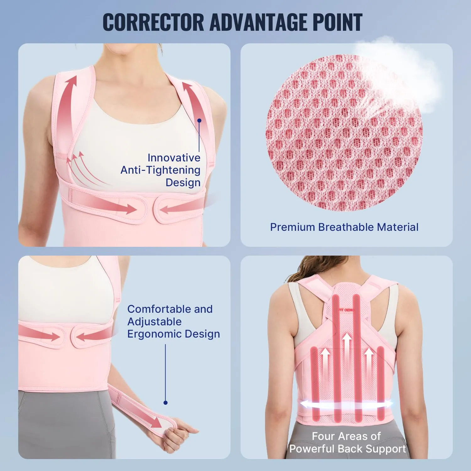 Back Brace and Adjustable Posture Corrector And Trainer for Women and Men , Back Straightener , Scoliosis and Hunchback Correction , Back Pain , Spine Support , Pink , Medium (Waist 34-41 Inch)