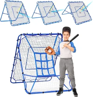 Baseball Pitching Rebounder Net, 9 Hole Batting Target Softball Training Hitting Nets with Strike Zone, 2 x 6-Angle Adjustable Bounce Rebound Pitch Back Trainer Net, Practice Equipment for Backyard
