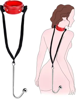BDSM Anal Hook Sex Bondage Restraint Set with Leather Chain Leash Collar,Stainless Steel Anal Trainer Ball Adult Sex Toys for Men,Adjustable Harness Restraints Kit for SM Couple Role Play Fetish Toy