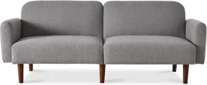 Best Choice Products 77" Mid Century Modern Boucle Loveseat Sofa, Couch, Convertible Sofa Sleeper Bed w/Real Wood, Removable Armrest - Storm Gray