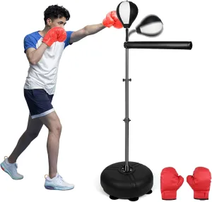 Black and White Teen 6-16 Boxing Refle Bag Speed Trainer Punching Bag Spinning Bar with Reflex Bar Free Standing