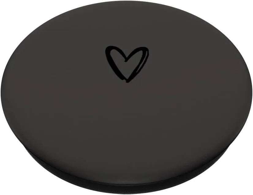 Black Gray Minimalist Heart PopSockets Adhesive PopGrip