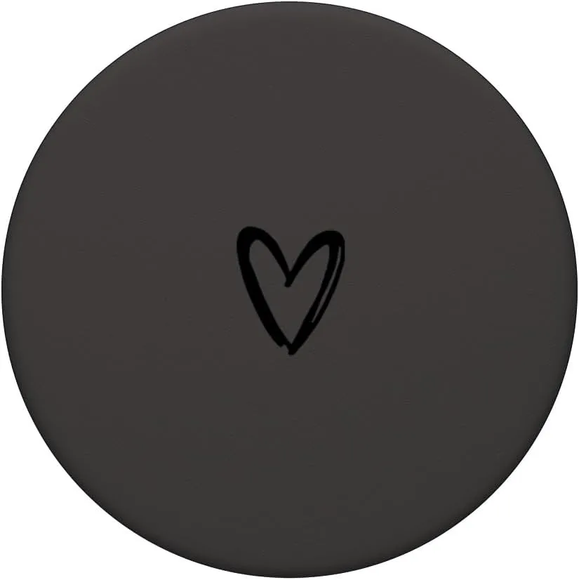 Black Gray Minimalist Heart PopSockets Adhesive PopGrip