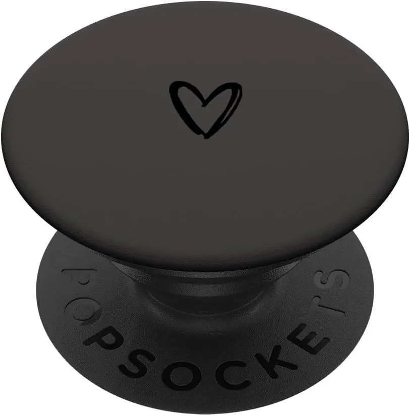 Black Gray Minimalist Heart PopSockets Adhesive PopGrip