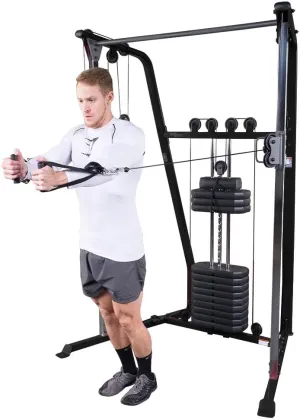Body-Solid Best Fitness (BFFT10B) Functional Trainer Cable Machine, Full Body Workout Weight Stacks, Chest and Shoulder Exercise Home Gym LAT Pulldown Machines with 190lb Weights Stack, Black