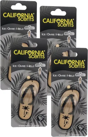 California Scents Scented Sandal Hanging Car Air Freshener - Odor Eliminator for Strong Odor - Flip Flop Car Fresheners (Ice, 4 Packs)