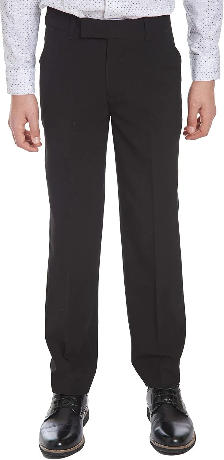 Calvin Klein Boys' Flat Bi-Stretch Dress Pant, Straight Leg Fit, Belt Loops & Front Pockets