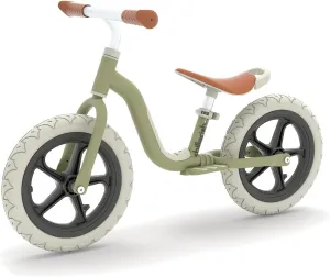 Chillafish Charlie Lux Lightweight Balance Bike Trainer for Children 2 to 5-Years, with Carry Handle, Integrated Footrest, Adjustable Seat, Handlebar, and No-Puncture 12-Inch EVA Tires, Olive
