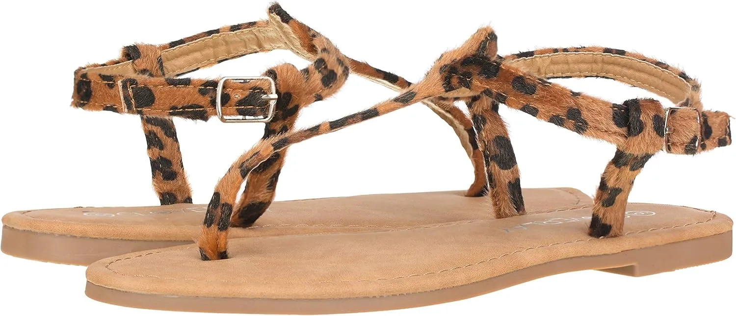 CLOVERLAY Women's T Strap Thong Gladiator Strappy Jelly Shiny Flat Flip Flops Sandals