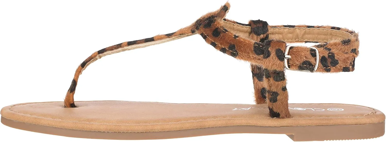 CLOVERLAY Women's T Strap Thong Gladiator Strappy Jelly Shiny Flat Flip Flops Sandals