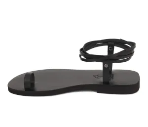 Colorful Toe Ring Flat Sandals, Strappy Leather Lace Up Sandals, Barefoot Handmade Shoes, Wrap Up Sandals - KISS