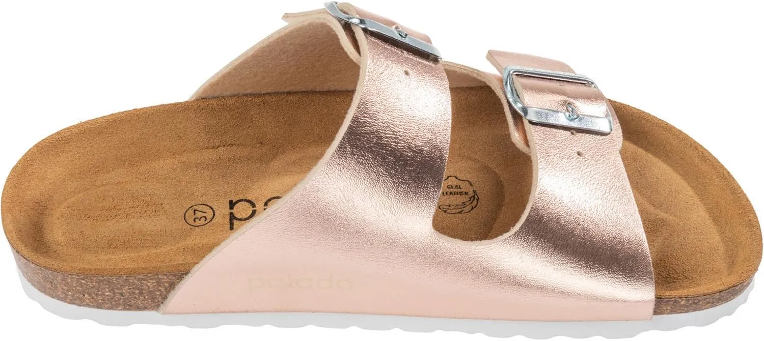 Corfu PF Women's Mules - Slippers with Natural Cork Footbed - Comfortable Sandals - Two-Strap - Made in Spain