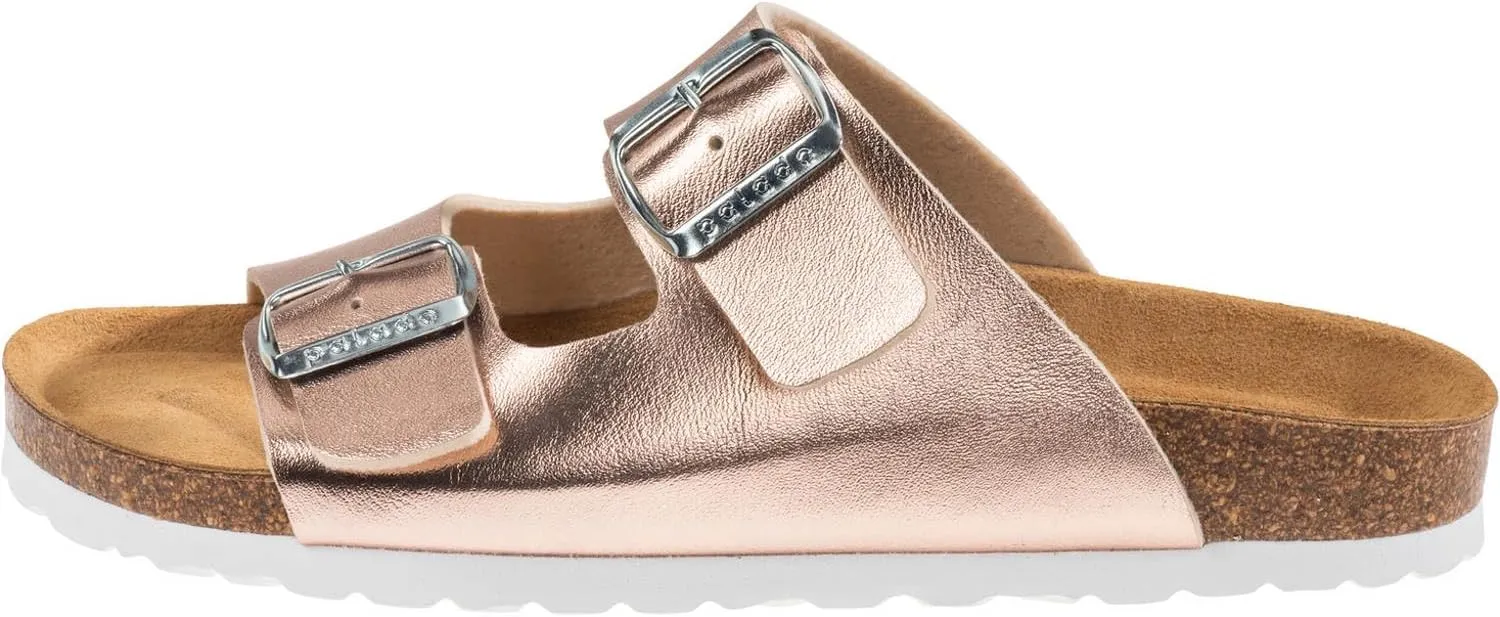 Corfu PF Women's Mules - Slippers with Natural Cork Footbed - Comfortable Sandals - Two-Strap - Made in Spain