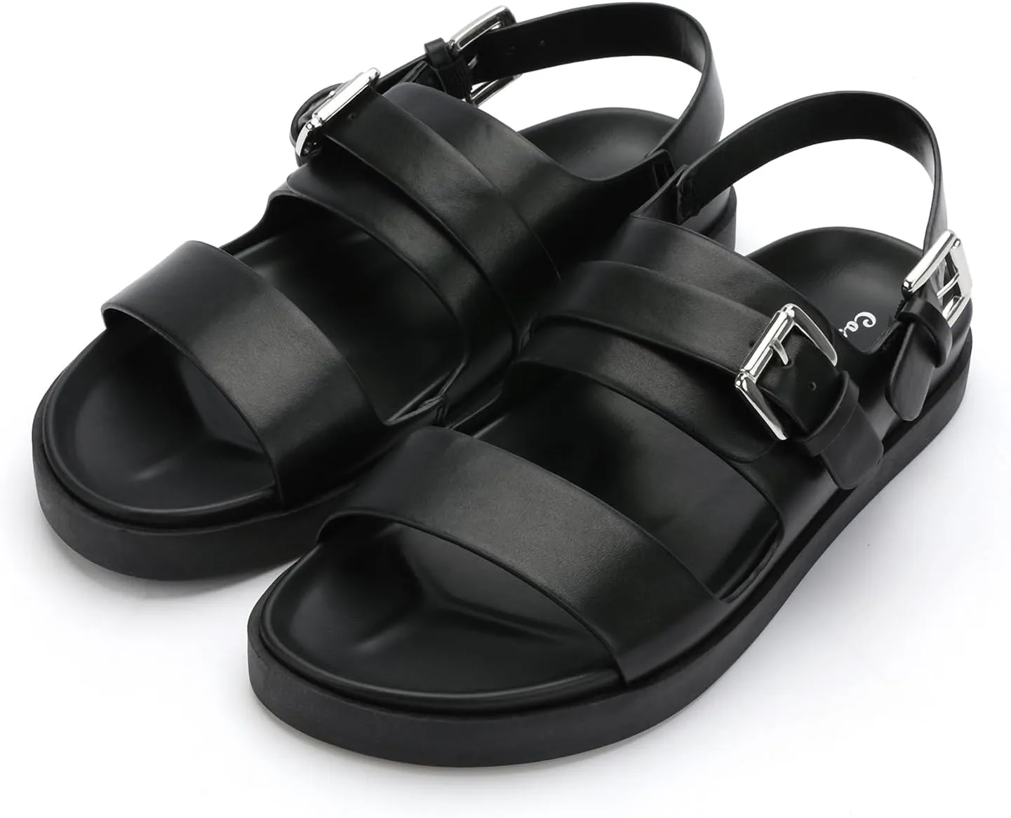 CosyFever Women's Flat Footbed Sandals Slip On Adjustable Back Strap Comfortable Walking Shoes for Summer Work Casual Outfits