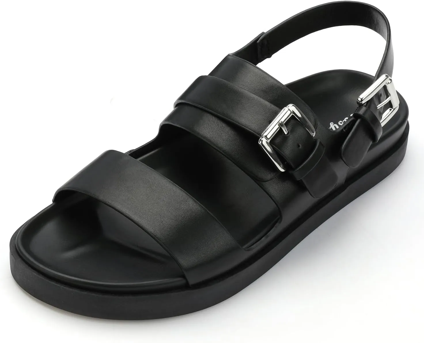 CosyFever Women's Flat Footbed Sandals Slip On Adjustable Back Strap Comfortable Walking Shoes for Summer Work Casual Outfits