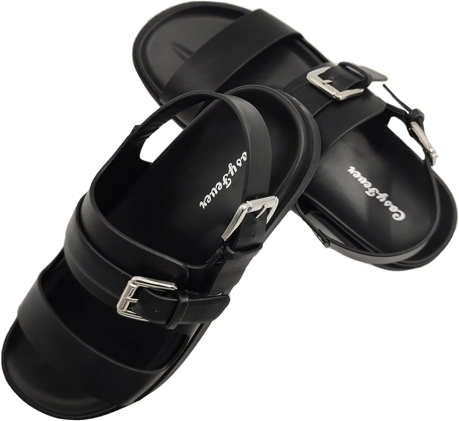 CosyFever Women's Flat Footbed Sandals Slip On Adjustable Back Strap Comfortable Walking Shoes for Summer Work Casual Outfits