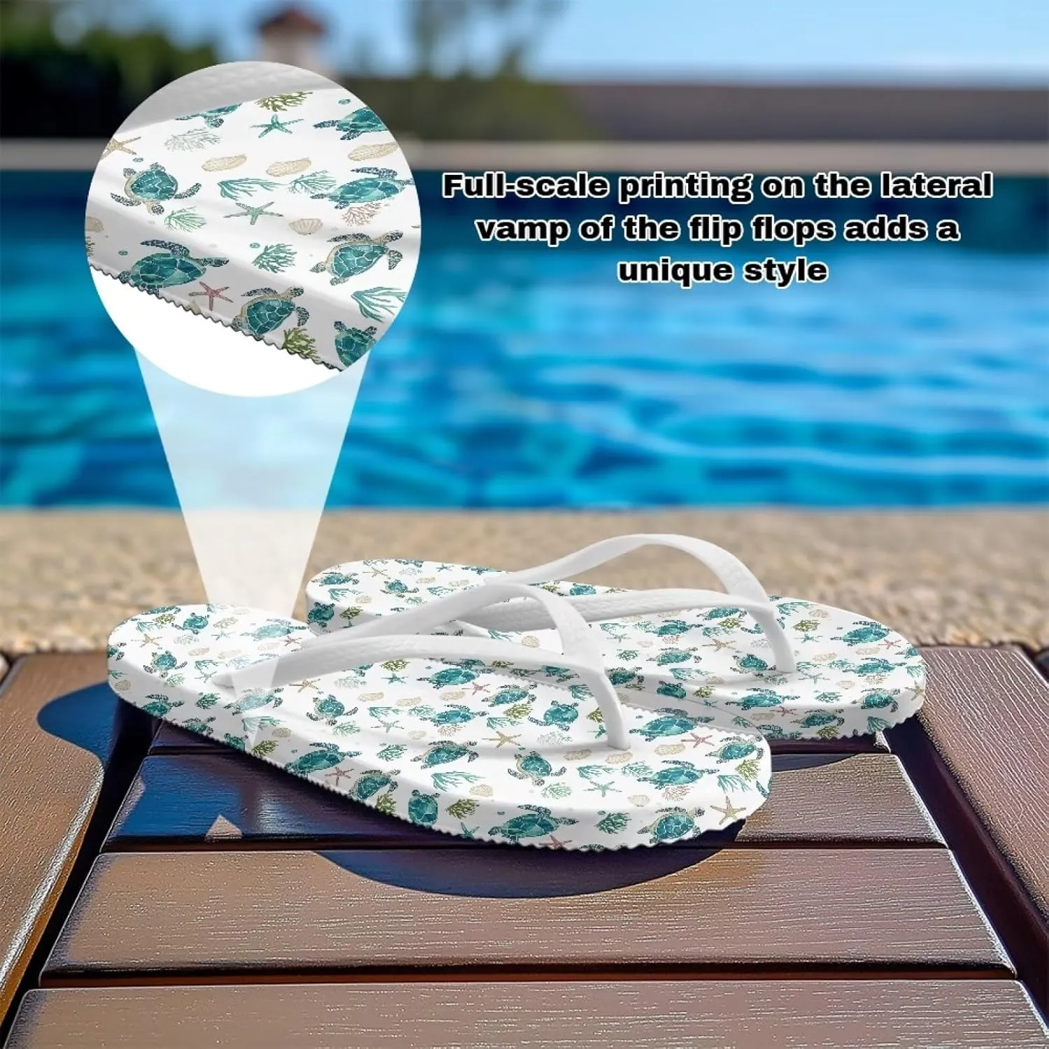 Customized Flip Flops for Women Comfortable Sandals Shower & Walking White Thong Sandals Size 35-40