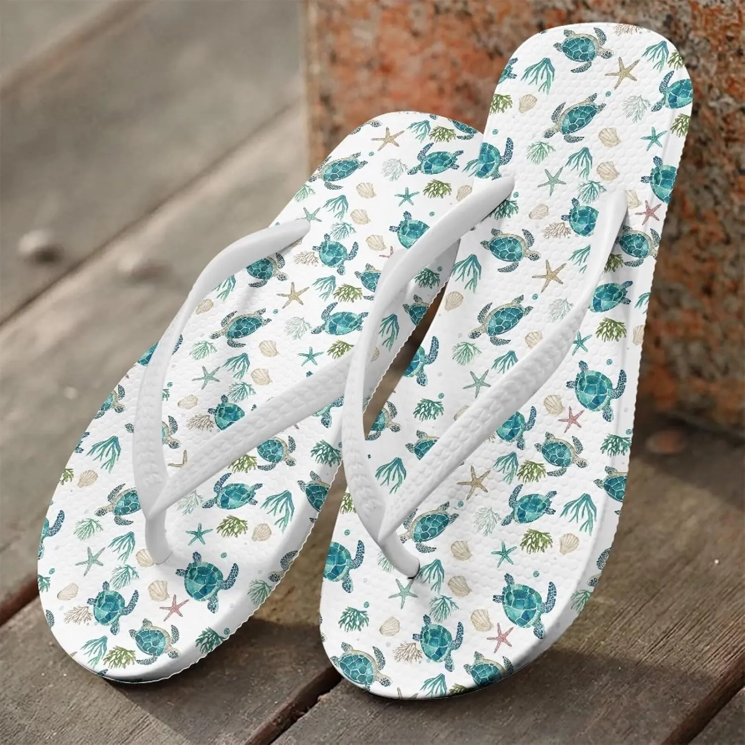 Customized Flip Flops for Women Comfortable Sandals Shower & Walking White Thong Sandals Size 35-40