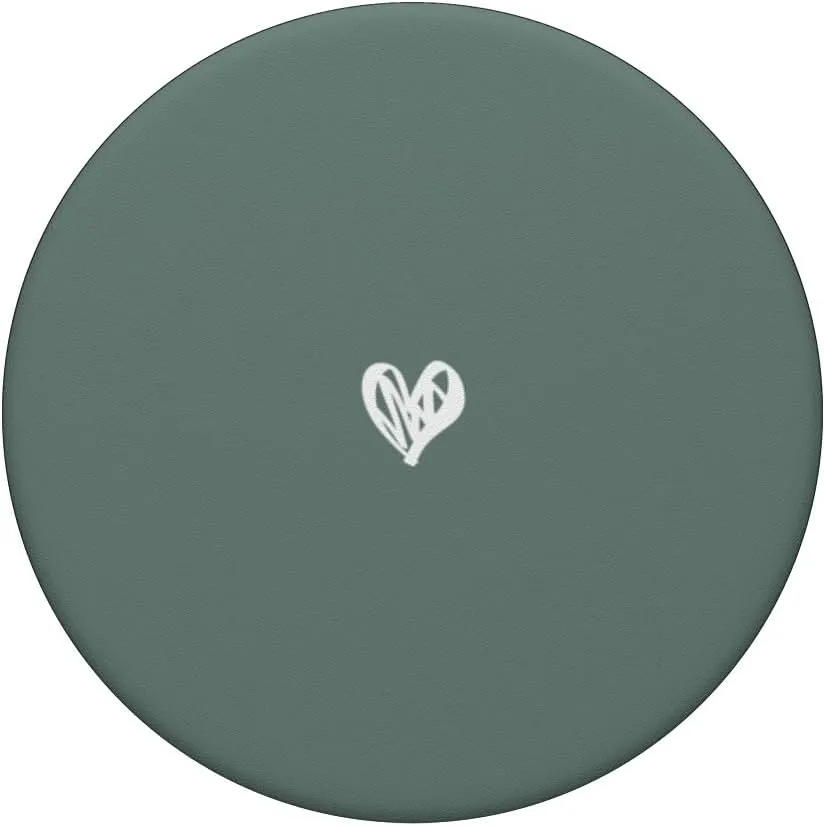 Cute Sage Green Heart Love Minimalist PopSockets Adhesive PopGrip