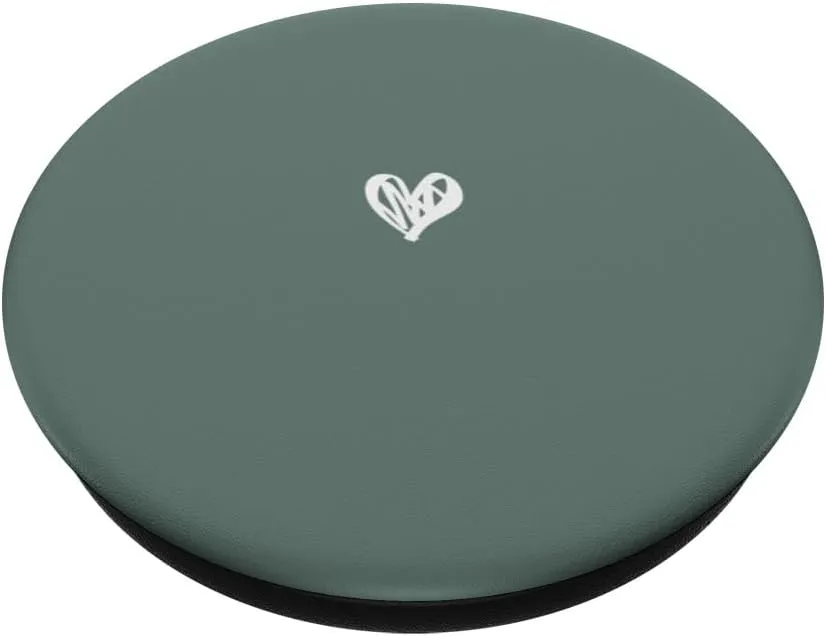 Cute Sage Green Heart Love Minimalist PopSockets Adhesive PopGrip