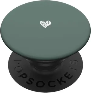 Cute Sage Green Heart Love Minimalist PopSockets Adhesive PopGrip
