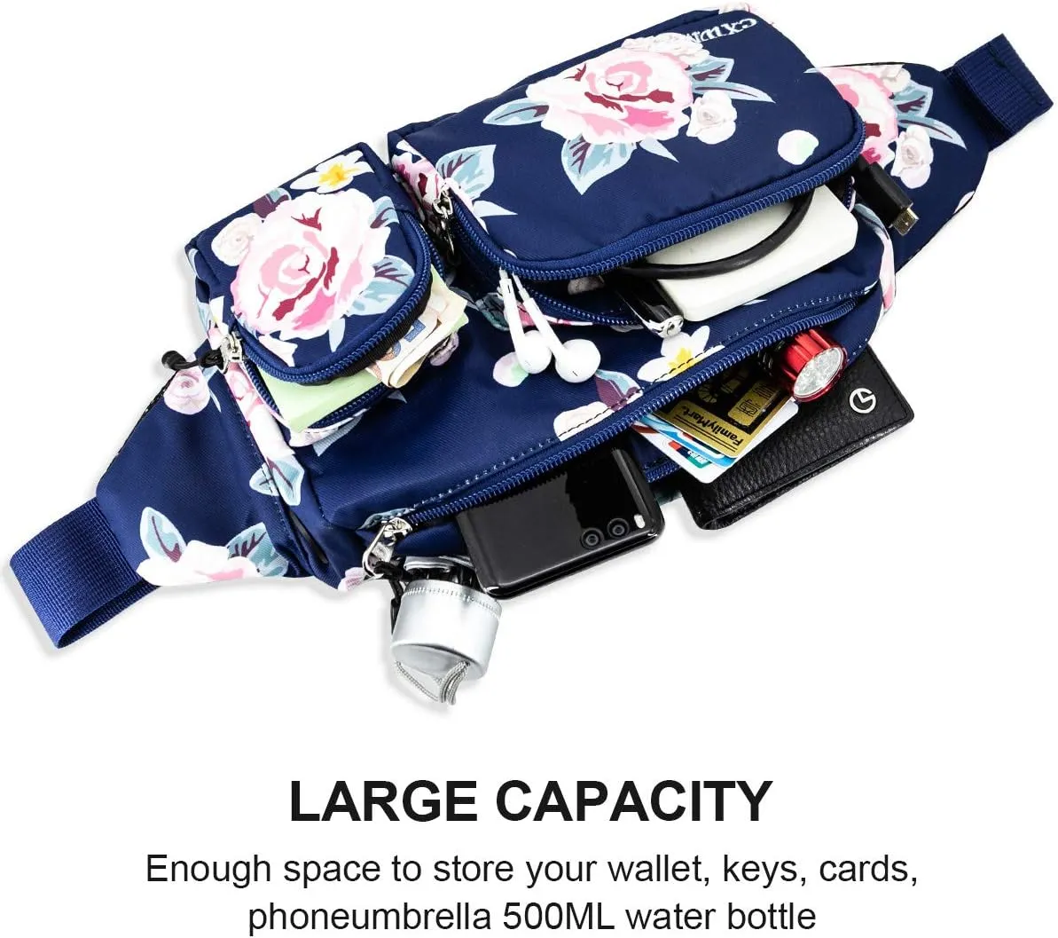 CXWMZY Fanny Packs For Women & Men, Waist Bag Hip Bum Bag Strap Extension Large Capacity Easy Carry Any Phone Passport Wallet for Outdoors Workout Traveling Casual Running Hiking Cycling Dog Walking