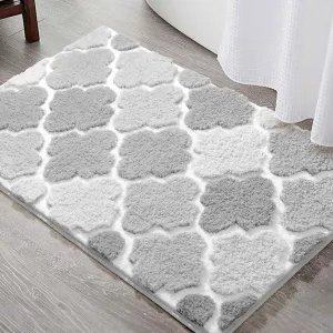 DEXDE Bathroom Rugs Non-Slip, Bath Rugs Extra Absorbent Shaggy Bath Mat, Machine Washable Soft Plush Throw Rug for Bathroom Floor Tub and Shower, 20" x 32" Gray